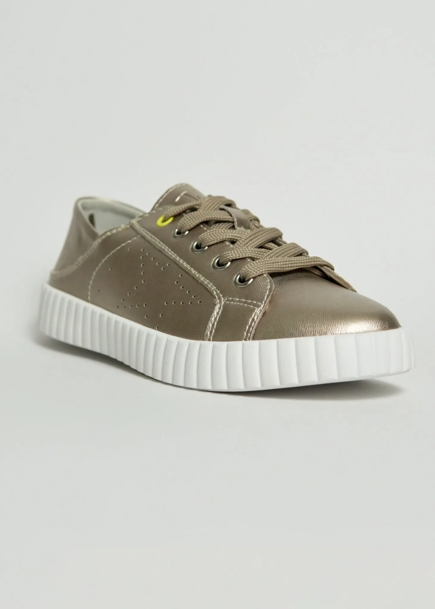 Valentina Leather Sneaker in Pewter