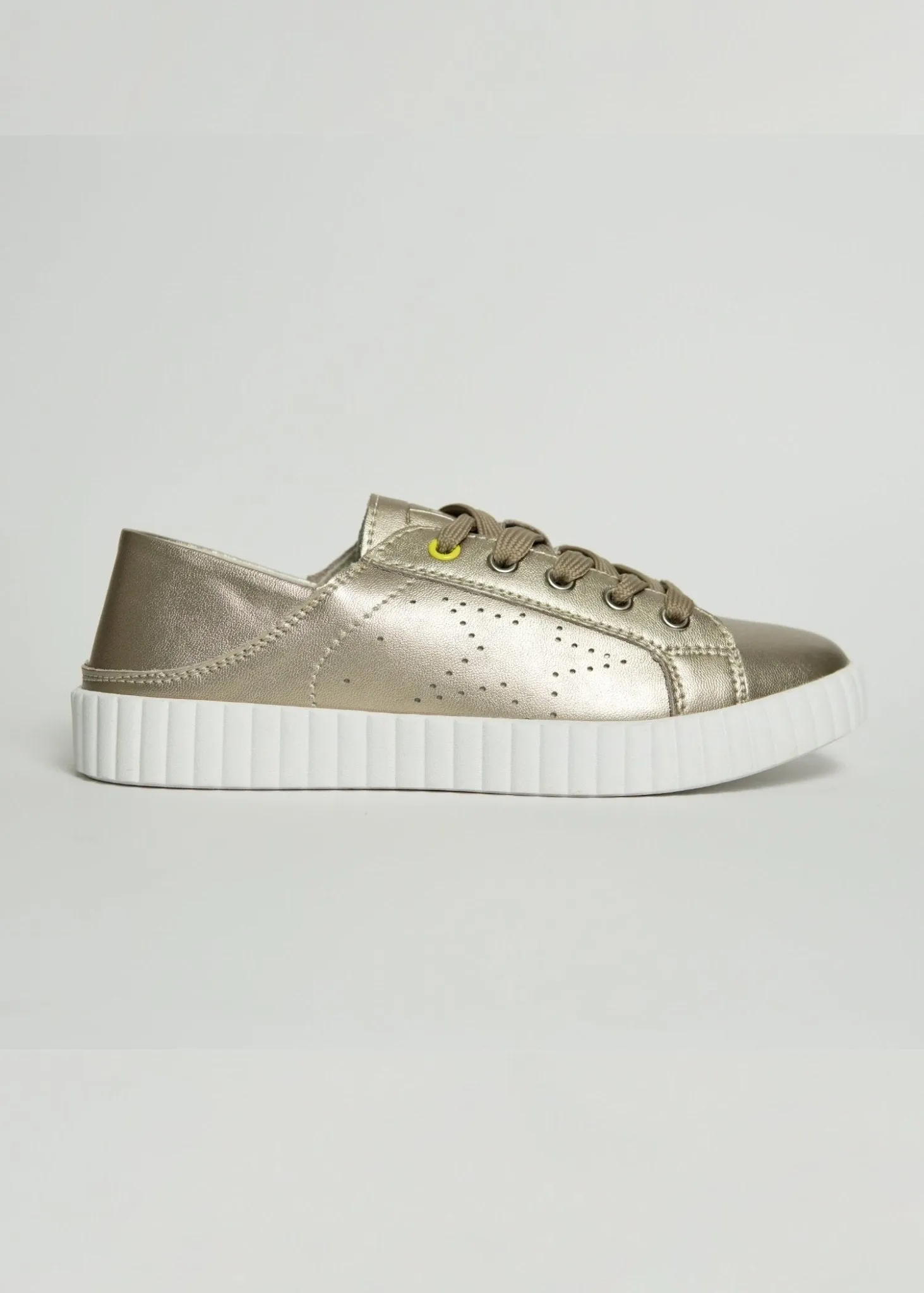 Valentina Leather Sneaker in Pewter