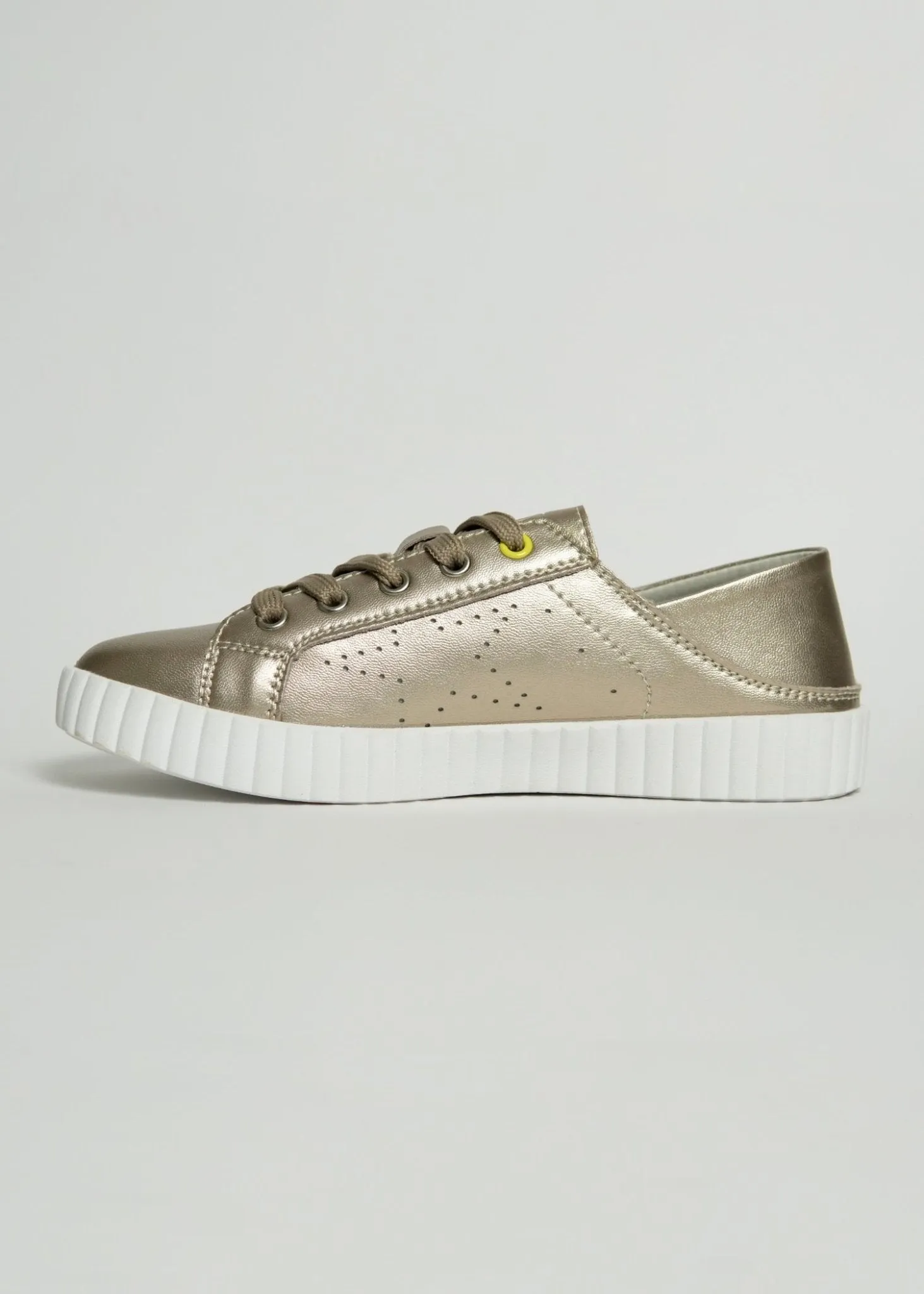 Valentina Leather Sneaker in Pewter