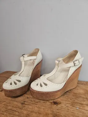 Vintage Chloe leather wooden wedges size 36 Rare!