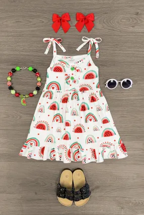 Watermelon Rainbow Tie Tank Dress