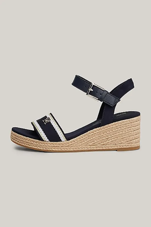 Webbing Strap Rope Detail Wedge Sandals