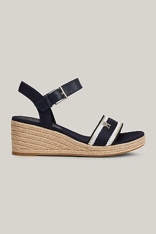 Webbing Strap Rope Detail Wedge Sandals