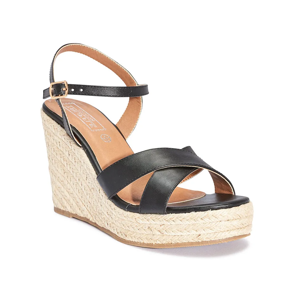 Wedge cross over jute heel sandal