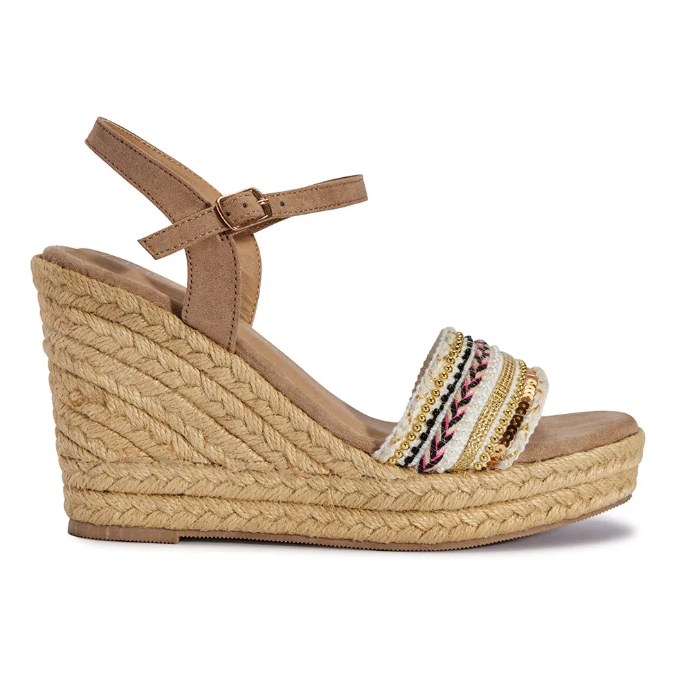 Wedge embelished heel sandal