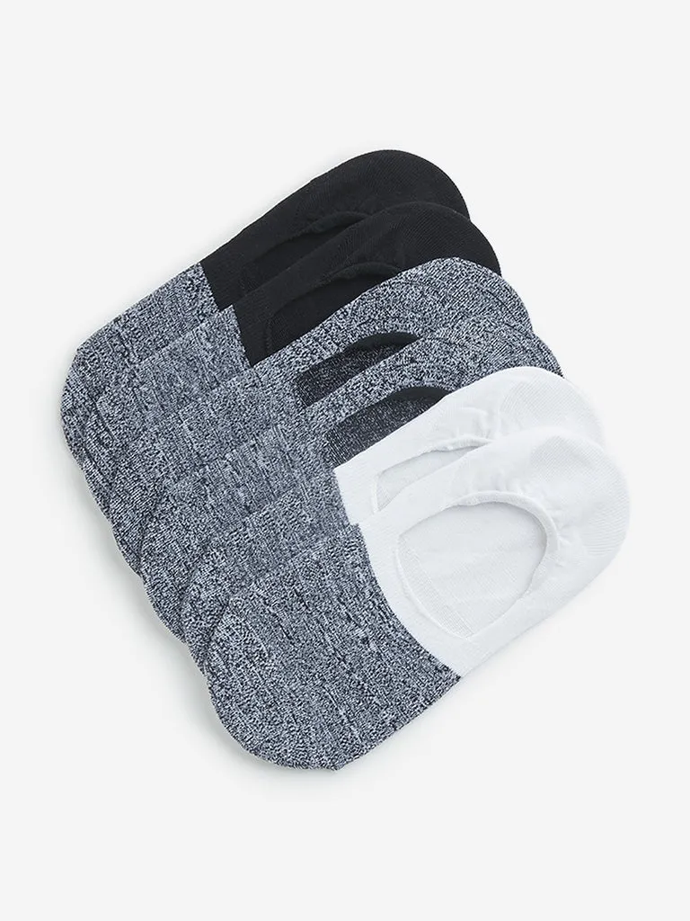 WES Lounge Grey Invisible Socks - Pack of 3