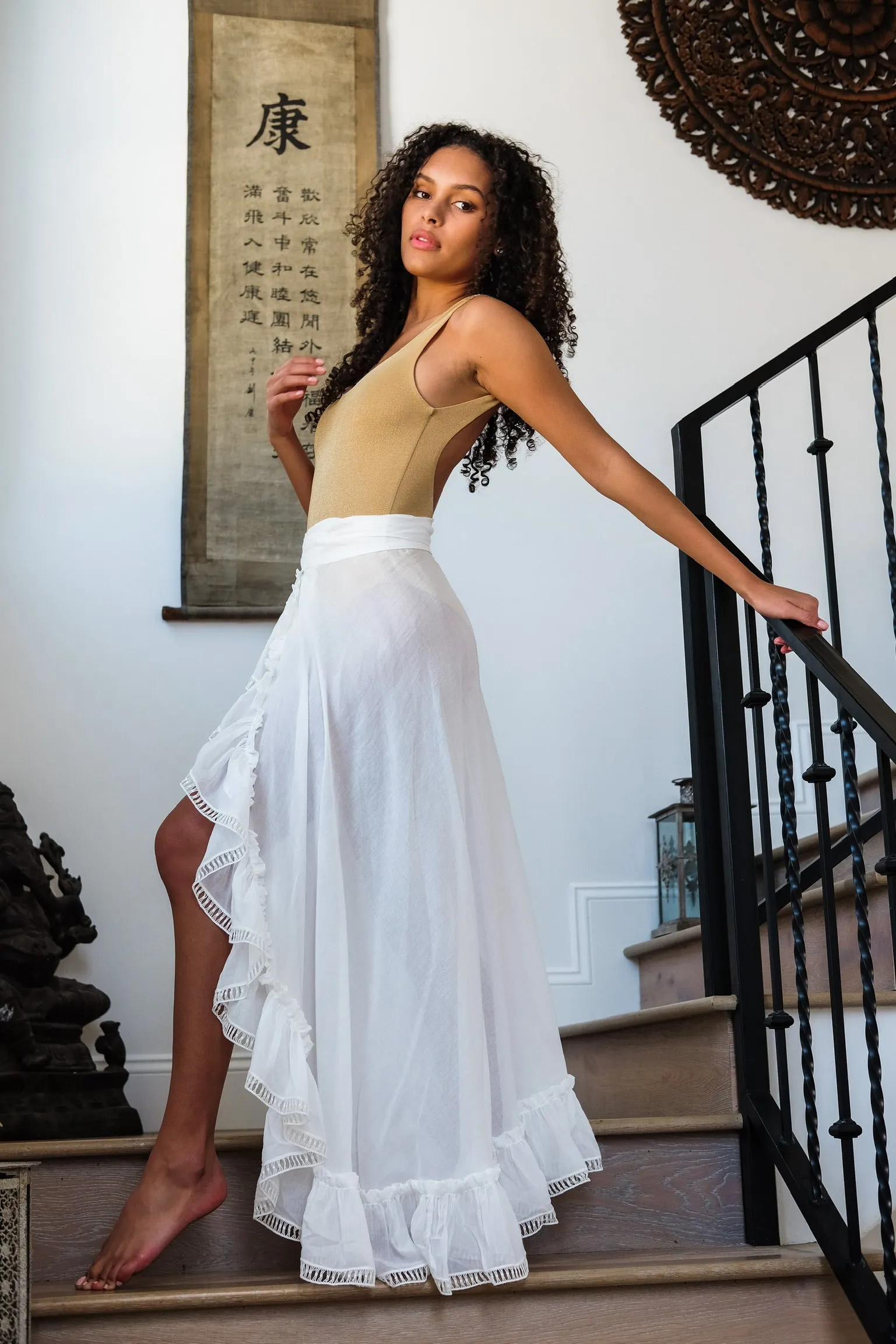 White Sheer Wrap Skirt