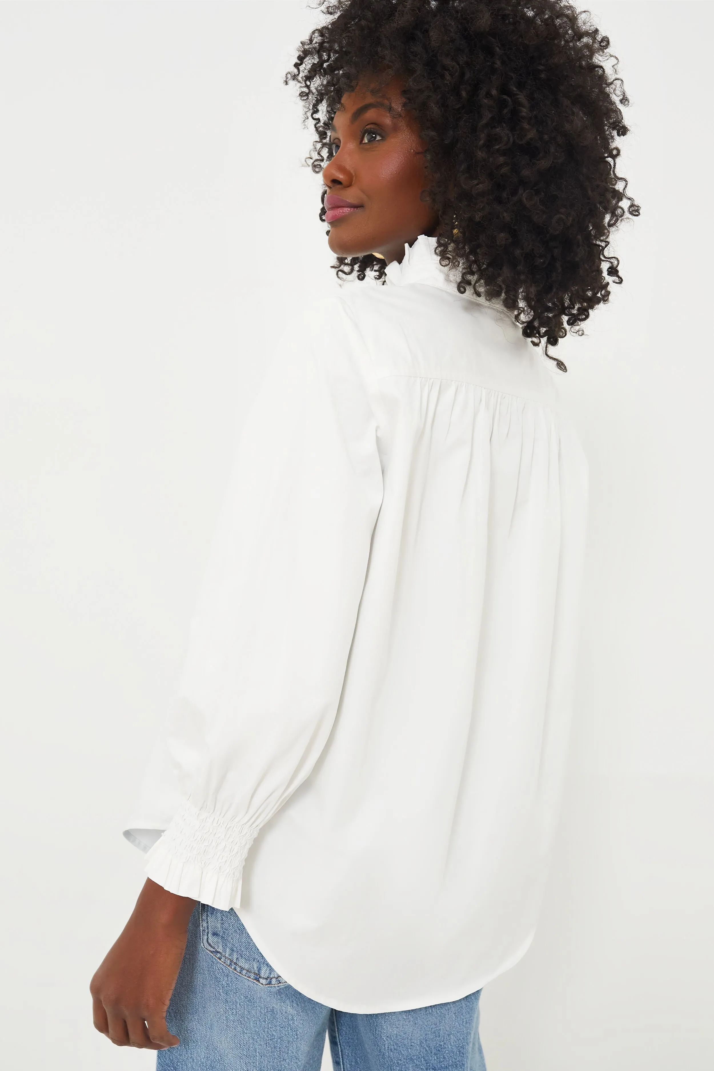 White Teagan Popover Top