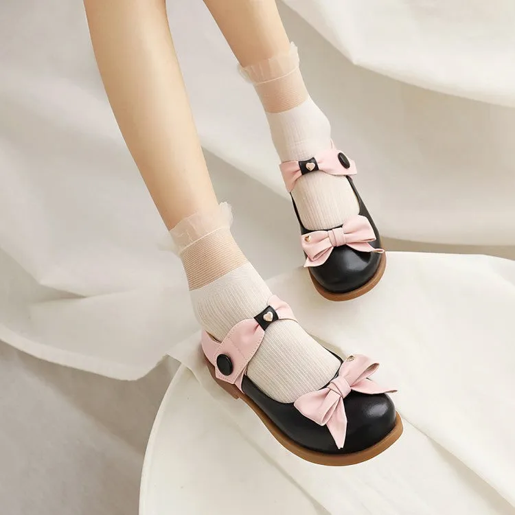 Women's  Double Bowtie Flats Mary Jane Shoes