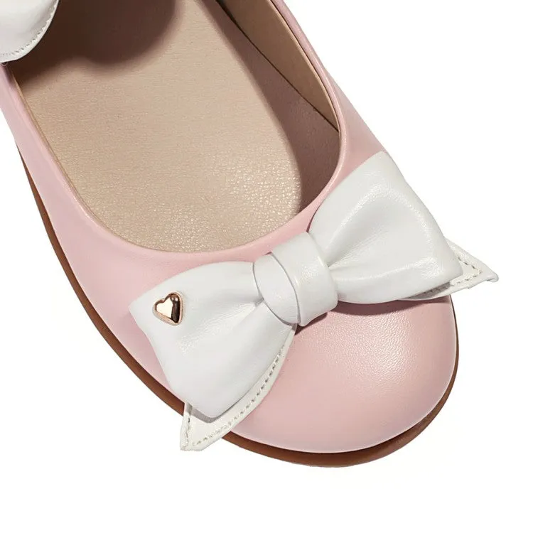 Women's  Double Bowtie Flats Mary Jane Shoes