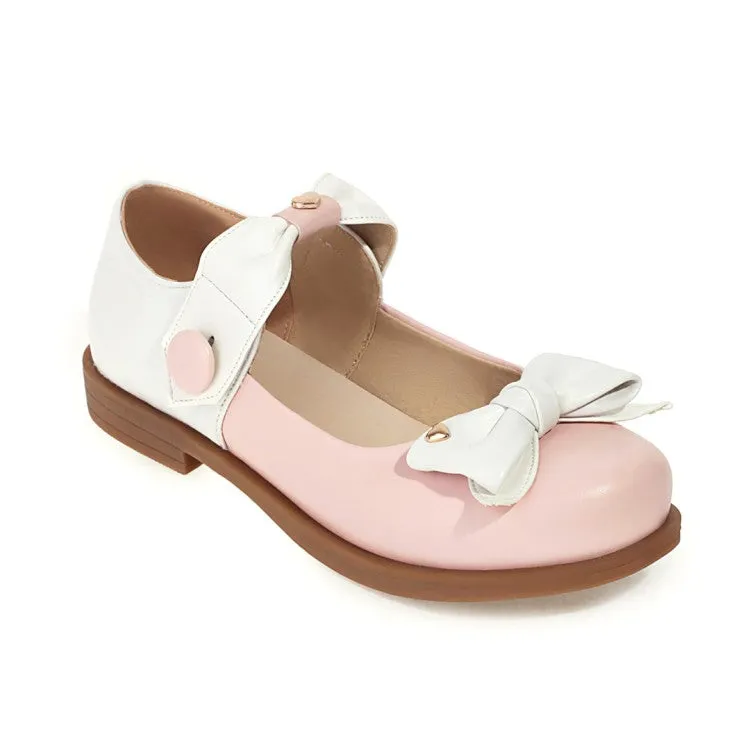 Women's  Double Bowtie Flats Mary Jane Shoes