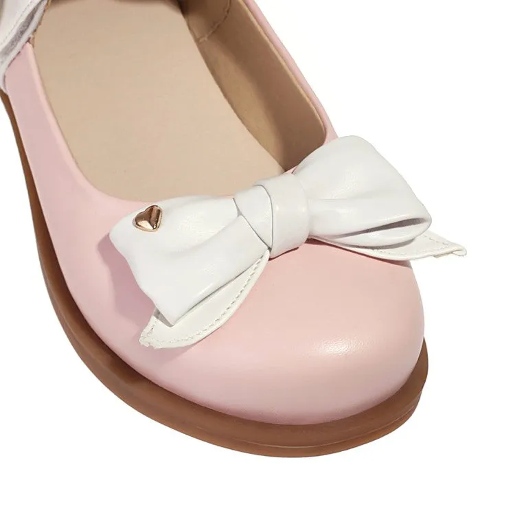 Women's  Double Bowtie Flats Mary Jane Shoes