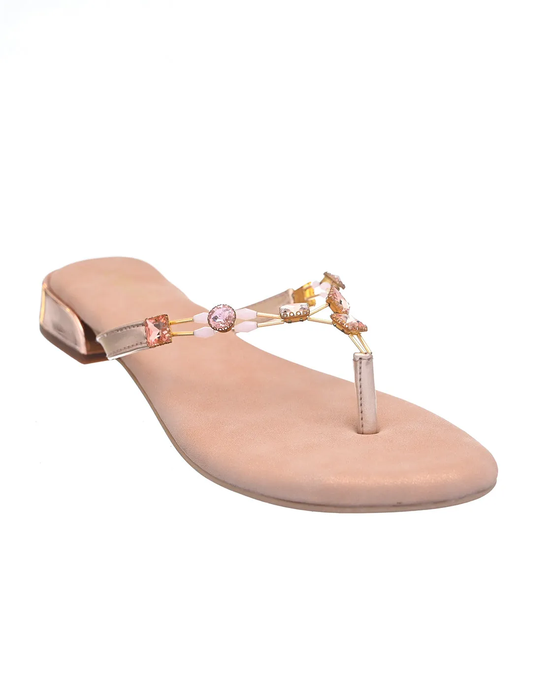 Women's Jewelled Rose gold Flats