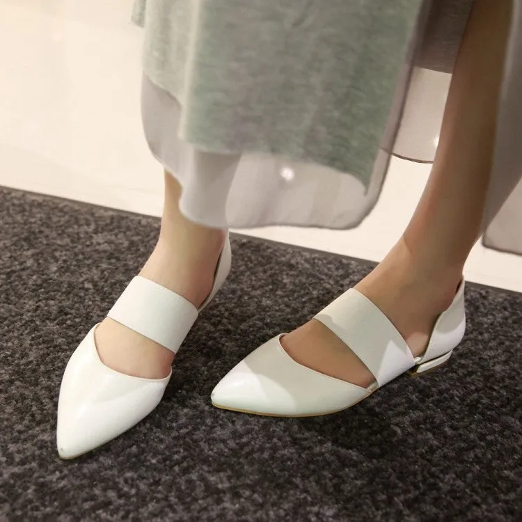 Women's Pointed Toe Solid Color Ankle Wrap Flat Sandals