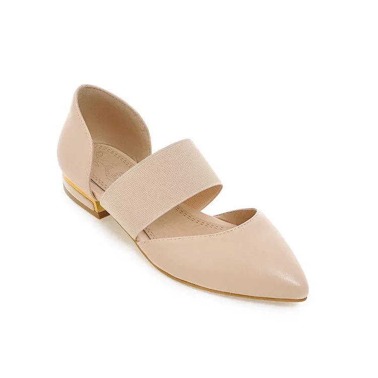 Women's Pointed Toe Solid Color Ankle Wrap Flat Sandals