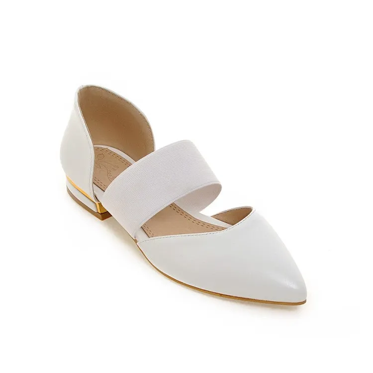 Women's Pointed Toe Solid Color Ankle Wrap Flat Sandals