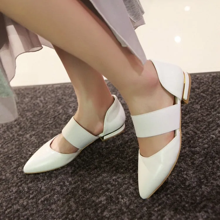 Women's Pointed Toe Solid Color Ankle Wrap Flat Sandals