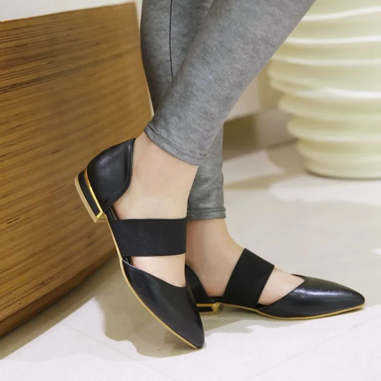 Women's Pointed Toe Solid Color Ankle Wrap Flat Sandals