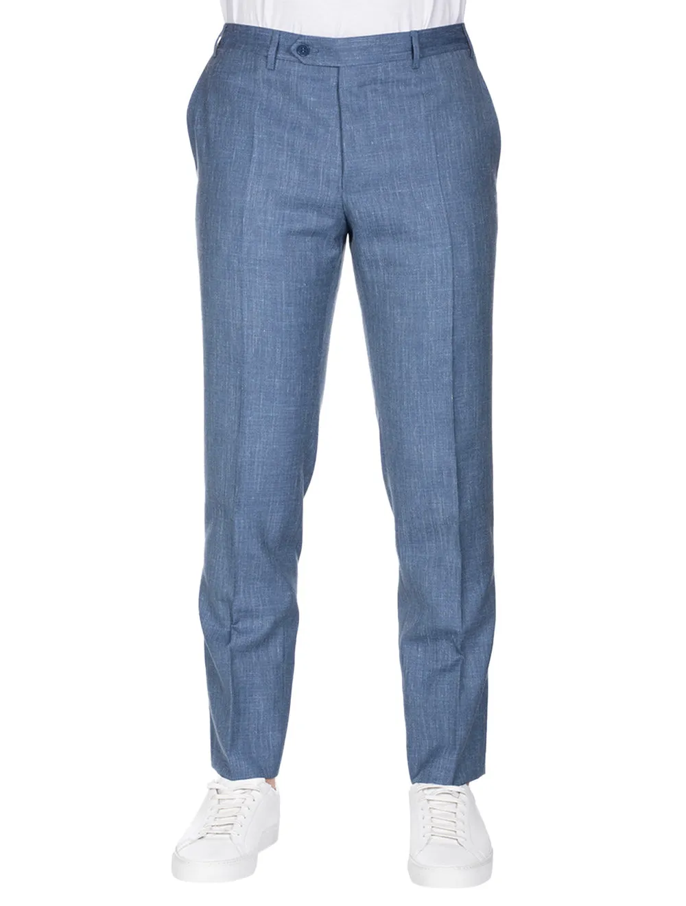 Wool Silk Linen Trouser Blue