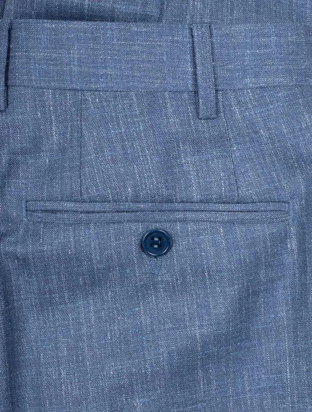 Wool Silk Linen Trouser Blue