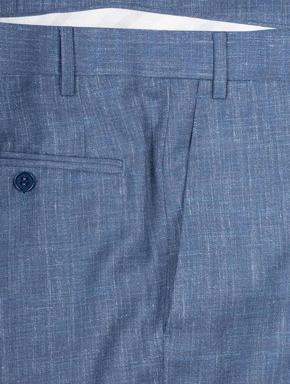 Wool Silk Linen Trouser Blue