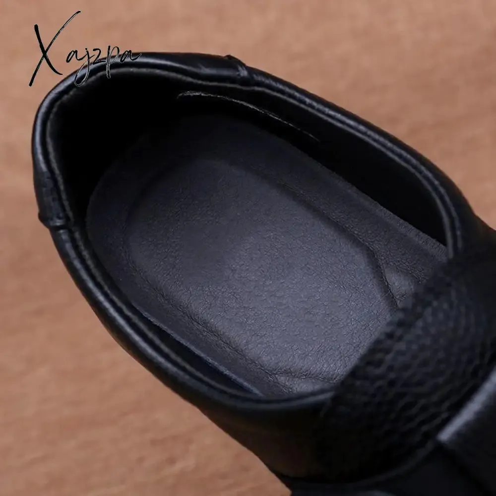 Xajzpa - New Summer Sandals Men's Fashion All-match Soft Bottom Soft Leather Non-slip Breathable Baotou Roman Sandals Tide