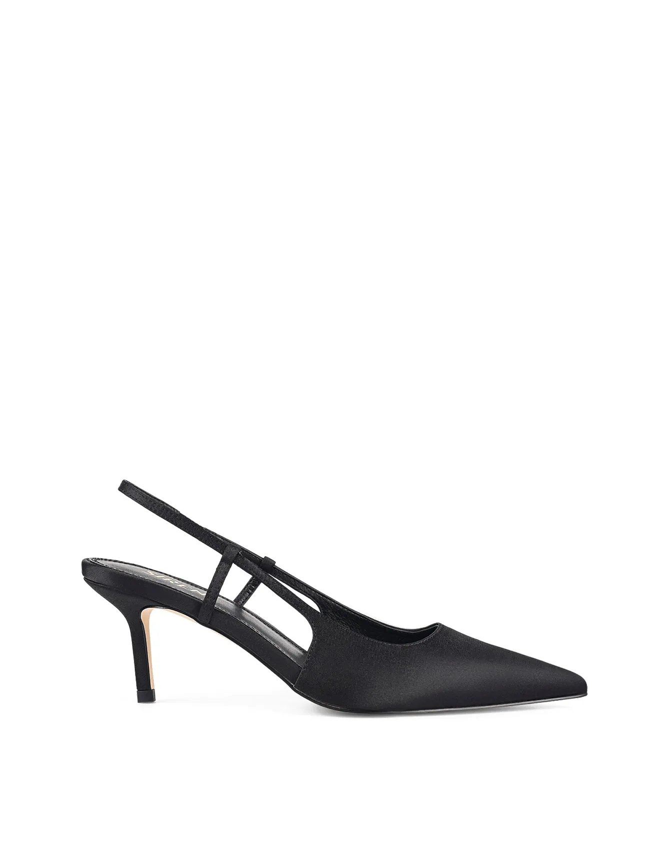 Yohana Heeled Slingback - Black Satin