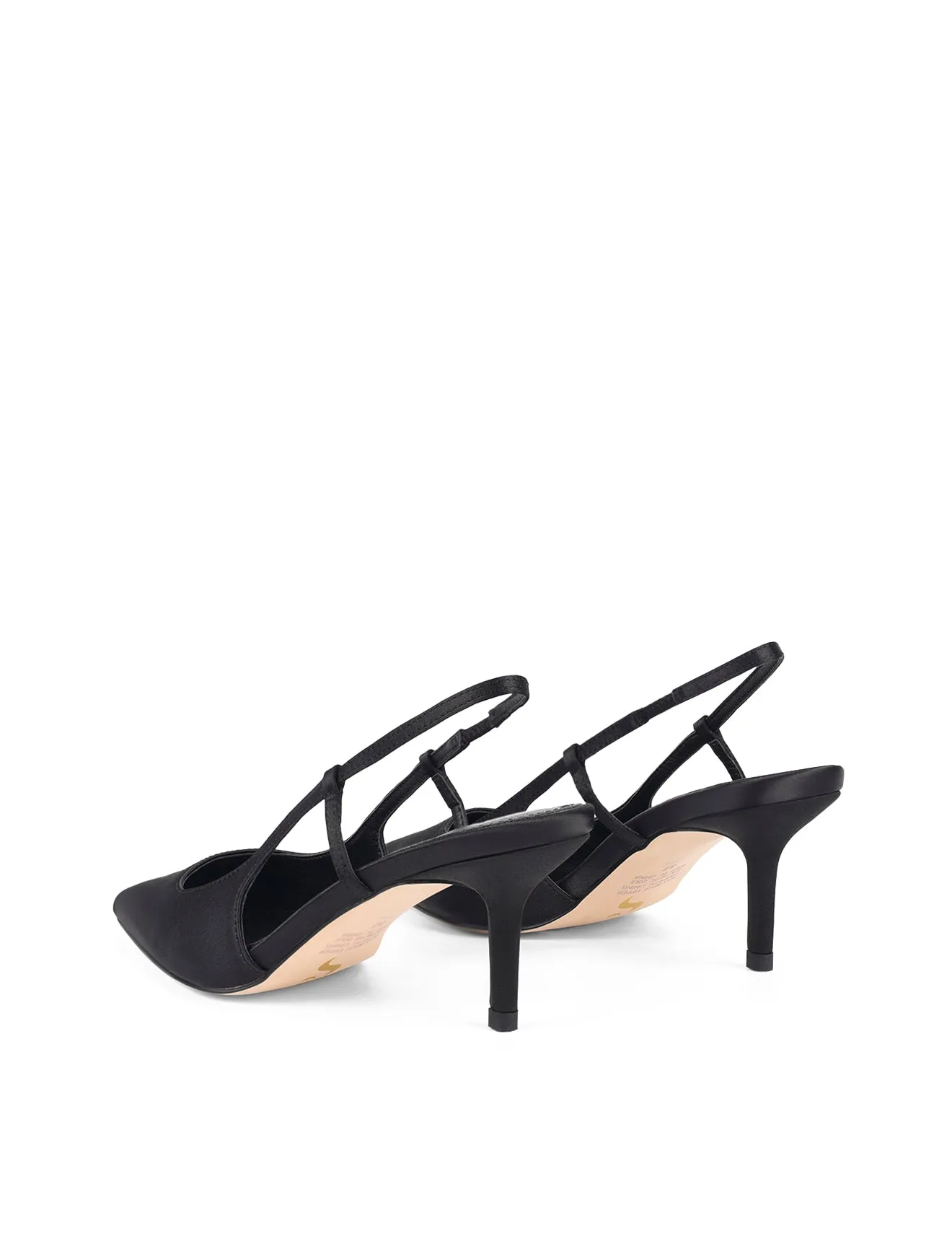 Yohana Heeled Slingback - Black Satin